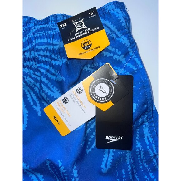 Speedo Mens Eco 4-Way Comfort Stretch Swim Trunks Blue Size 2XL UPF 50+ Sun Safe - Picture 3 of 10